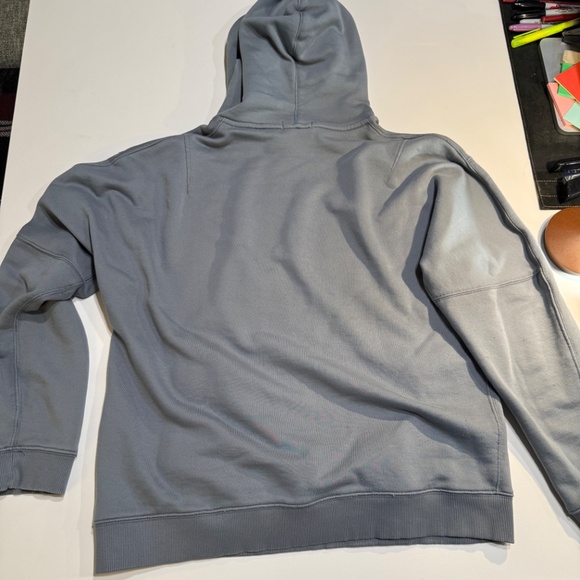 Theory Hoodie Mens Medium Gray Blue Terry Cotton Sweatshirt Pullover - Picture 6 of 8